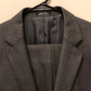 Dark grey plaid Express suit